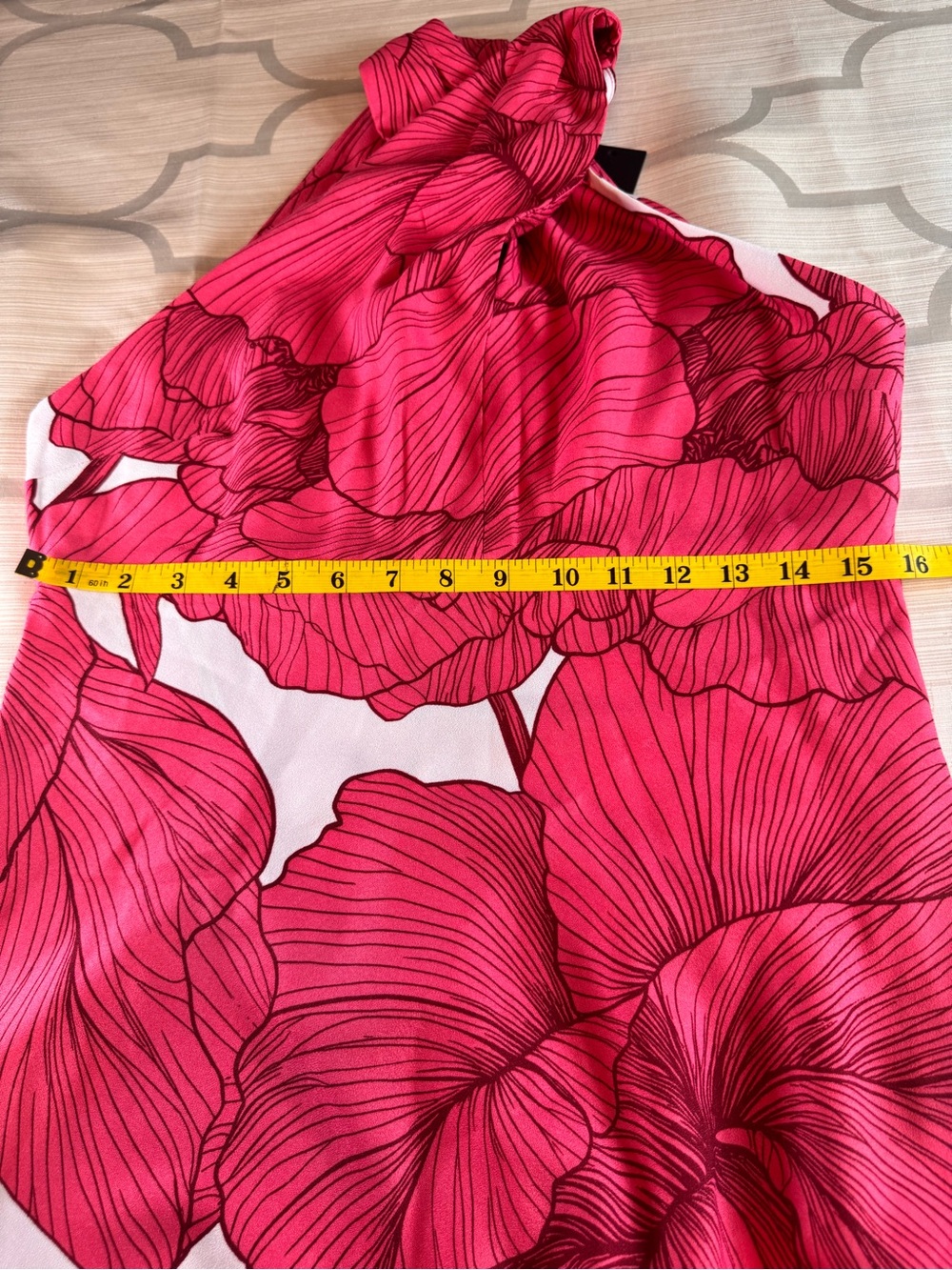 BRAND NEW Donna Karan Hot Pink & White Floral Halter Maxi Dress - Picture 7 of 13